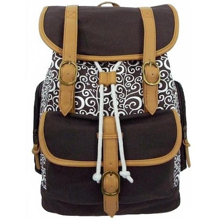 Harvest Harvest RT101 Brown Printed Canvas Computer Daypack fits 15 in. Laptop RT101 Brown